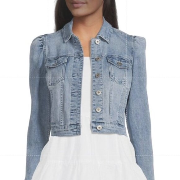 Chelsea & Violet Denim Jacket Women's Sz XL Buttons Puff Shoulder Dillard's $150 - Picture 1 of 16
